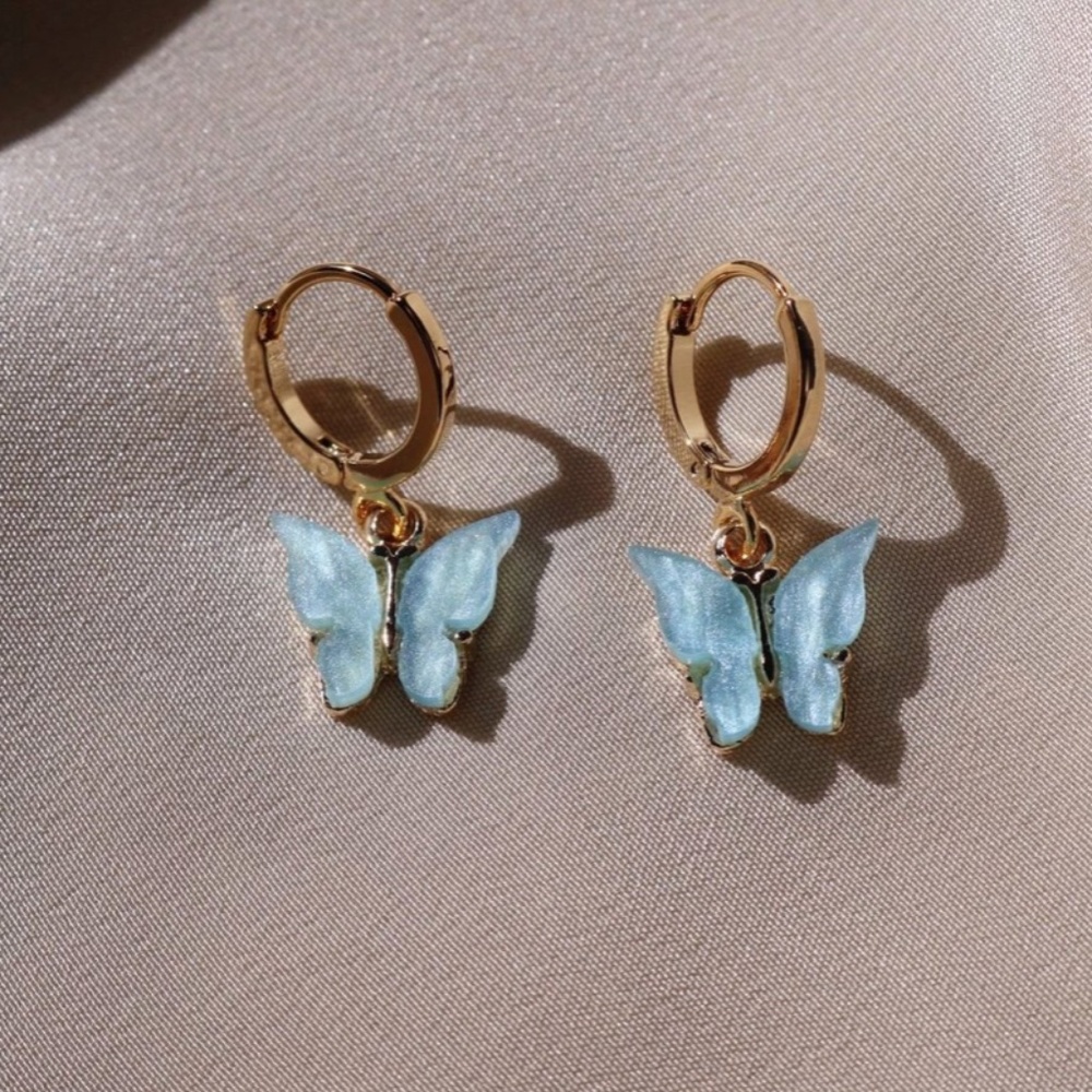 Light Blue Butterfly Earrings